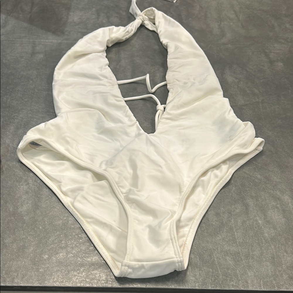 Lycra White One Piece Swimsuit